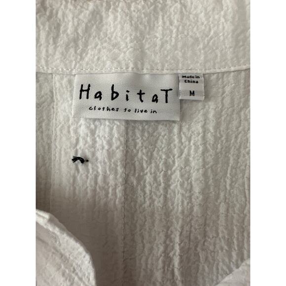 Habitat Pucker Weave White Long Sleeve Loose Fit Blouse Top Toggle Buttons Sz M - Picture 9 of 15